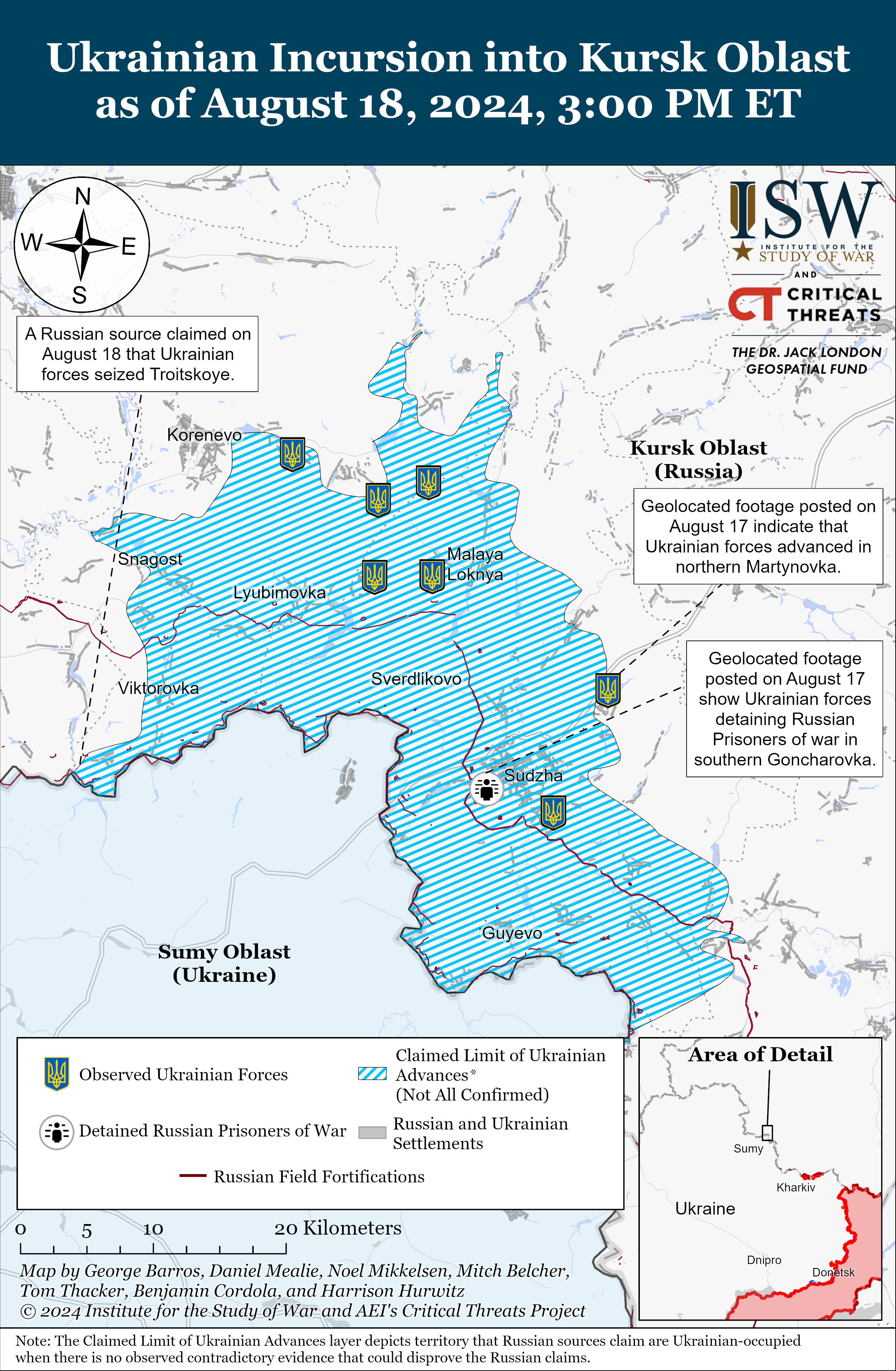 Ukraine S Incursion Into Russia S Kursk Region Updated Battle Maps   UAF Kursk Incursion August 18, 2024 2 1 